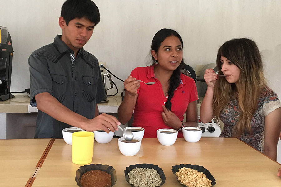 David Ramírez colaborando con comunidades cafetaleras en Chiapas