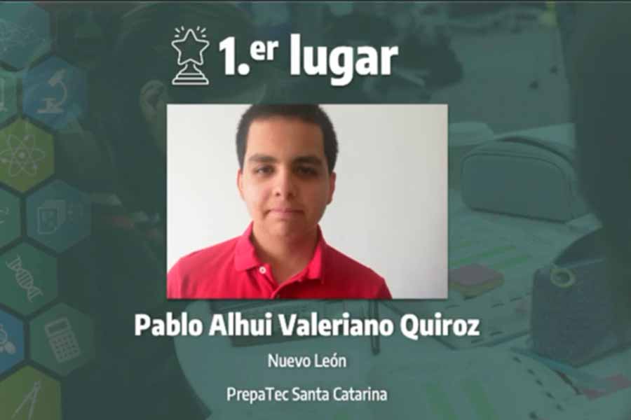 Pablo Valeriano, ganador de categoría de matemáticas, 16 Concurso Internacional de Ciencias